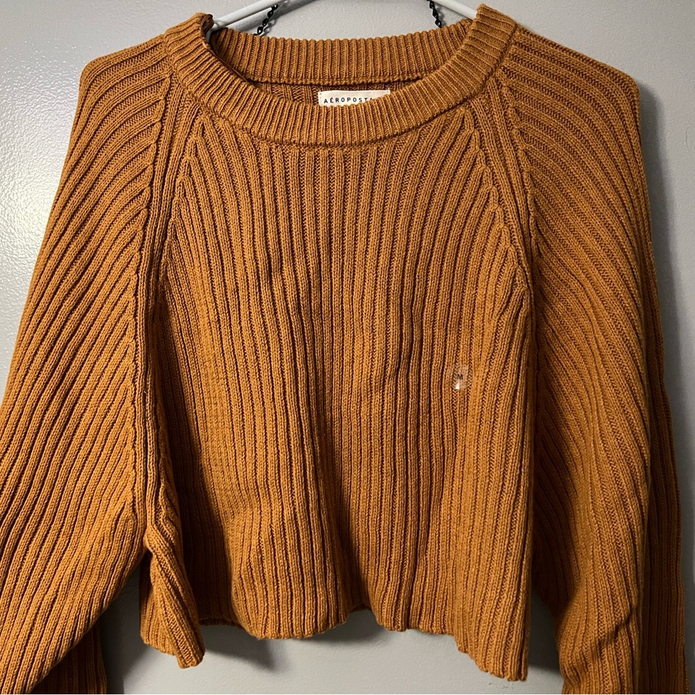 Brown/tan knit crop sweater